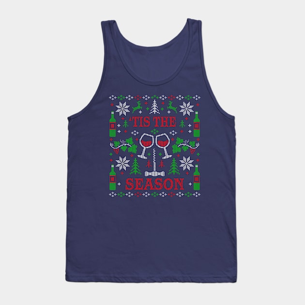 Wine Lover Wine Drinking Funny Ugly Christmas Sweater Party Tank Top by TeeCreations